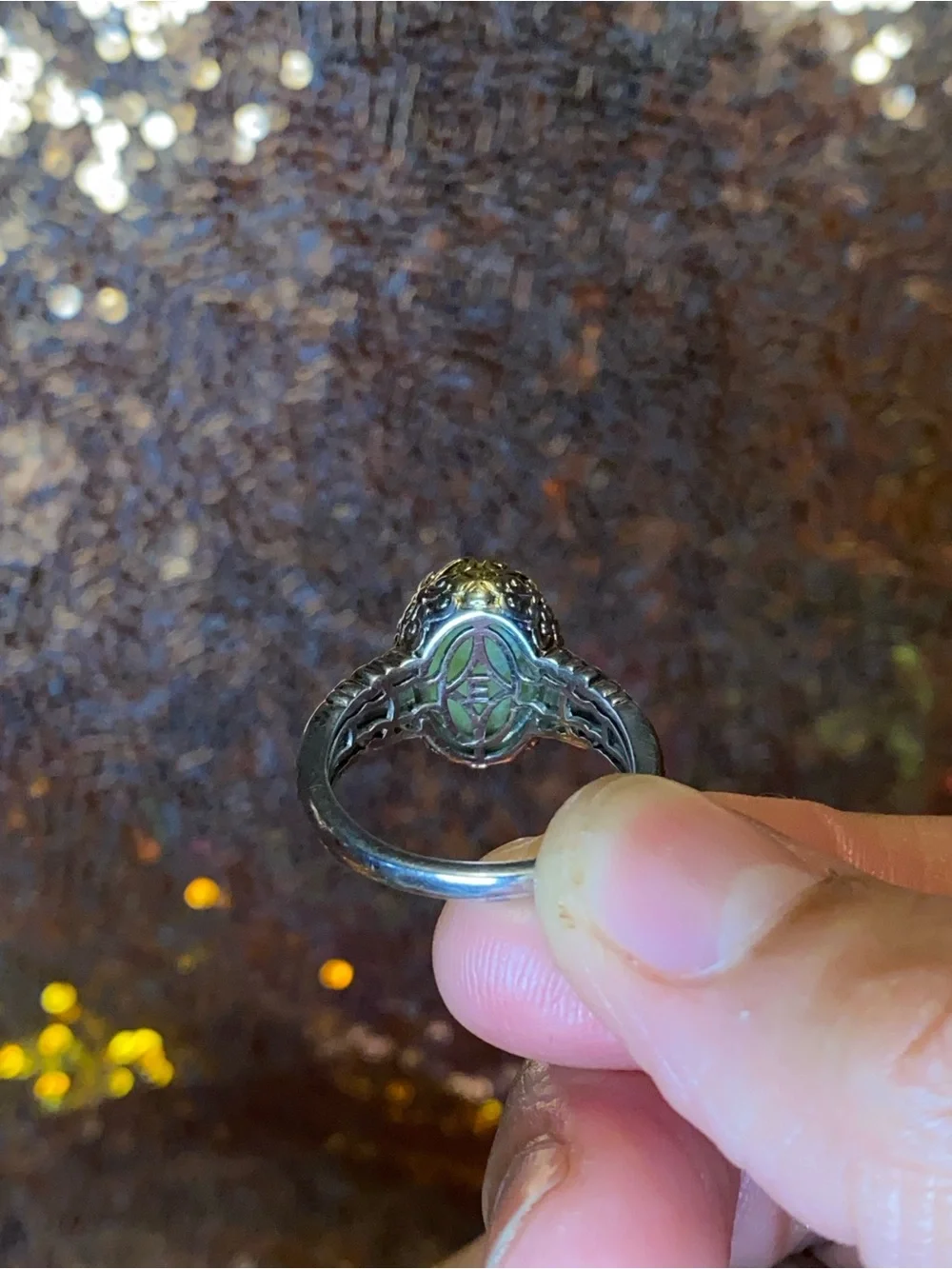 EverTrue Connemara Marble Celtic Filigree Ring 6.35ctw Size 10 NWT